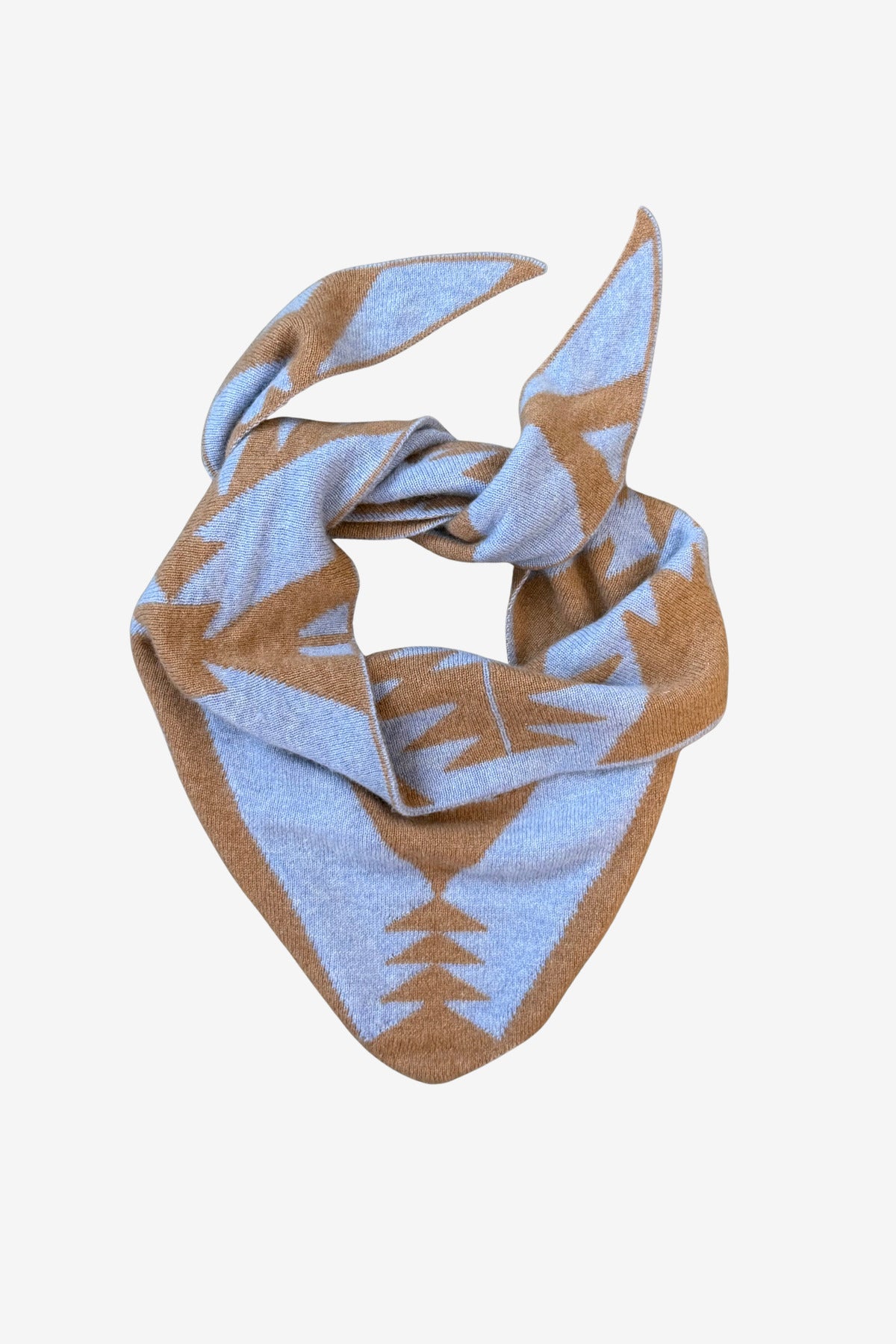 Terra Triangle Scarf - Light Blue/Camel